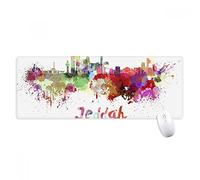 beatChong Antideslizante Alfombrilla De Ratón Oficina Grande Juego Extendido Jeddah Arabia Saudí Ciudad Acuarela Bordes Titched Regalo Estera Ordenador