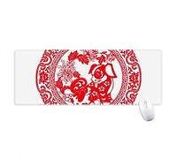 beatChong Corte De Papel Chino Perro Nuevo Año Antideslizante Alfombrilla De Ratón Grandes Oficinas Titched Bordes Juego Extendido Regalo Estera Ordenador