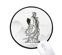 beatChong Dao Religión China Zhuge Liang Negro Bordes Cosidas Regalo De La Oficina Ronda del Juego Alfombrillas Antideslizantes