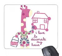 beatChong Decorar Goma Mousepad del Juego Alfombrilla de ratón Regalo Animal House Rosa de la Jirafa de Dibujos Animados rectángulo Antideslizante