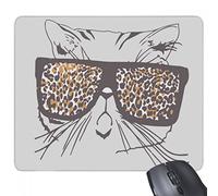 beatChong el Estampado Leopardo de la Cabeza del Gato de Gafas de Sol proteja Slip-distinto del de Caucho Mousepad del Juego Alfombrilla de ratón Regalo Animal de compañía Amante del rectángulo