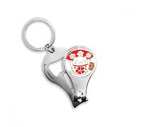 BeatChong fan del gato flores de cerezo grasa lucky fortune japón cultura metal llavero clippers anillo de múltiples funciones del clavo abrebotellas llavero del coche mejor regalo del encanto