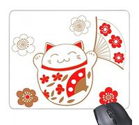 beatChong Goma Mousepad del Juego Alfombrilla de ratón Flor Regalo Gordo del Gato Lucky Fortune Ventilador japón Cultura rectángulo Antideslizante