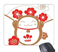 beatChong Goma Mousepad del Juego Alfombrilla de ratón Regalo Flores de Cerezo del Ventilador Grasa Lucky Fortune Cat japón Cultura rectángulo Antideslizante