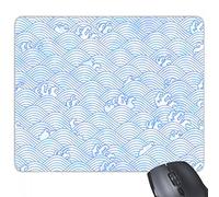 beatChong Goma Mousepad del Juego Alfombrilla de ratón Regalo geometría Azul Modelo de Ondas Rectangular Japón Antideslizante