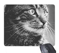 beatChong Goma Mousepad del Juego Alfombrilla de ratón Regalo Negro Gato Blanco Perfil Wild Animal rectángulo Antideslizante