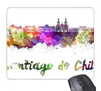 beatChong Goma Mousepad del Juego Alfombrilla de ratón Regalo Santiago de Chile país Ciudad Acuarela ilustración del rectángulo Antideslizante