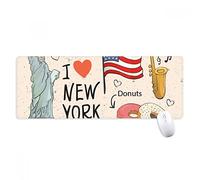 beatChong I Love New York Rosquillas Hot Dog América Texi Antideslizante Alfombrilla De Ratón Grandes Oficinas Titched Bordes Juego Extendido Regalo Estera Ordenador