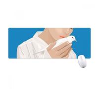 beatChong Patrón contra La Guerra La Paz Azul Chica Antideslizante Alfombrilla De Ratón Oficina Grande Juego Extendido Bordes Titched Regalo Estera Ordenador