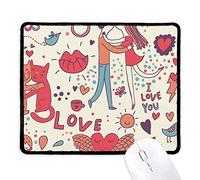 beatChong Regalo del Amor De Pareja Bordes De La Pintura De Flores De Plantas Antideslizante Juego Alfombrilla De Ratón De La Oficina Negro Cosido