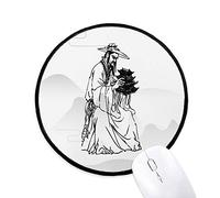 beatChong Tinta China Dao Religión Ppriest Redonda Alfombrillas Antideslizantes Negro Bordes Cosidas Regalo De La Oficina del Juego