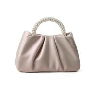 Beatfull Bolso de noche para mujer, pequeño bolso de mano de perlas de cuero suave, bolso fruncido para boda, novia, fiesta, graduación, bandolera, Rosado
