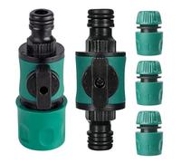 Beatific Acoplamiento para manguera de jardín, 5 unidades, con válvula reguladora, conector rápido de manguera de agua de 16 mm, grifo de cierre con válvula reguladora de 2 vías para mangueras de agua