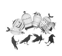 Beatifufu 1 Juego Calcomanías De Pared De Cuervo De Halloween Decoracion De Halloween Pájaros Negros Falsos Accesorios De Cuervos Papel Rascar Víspera De Todos Los Santos Techo Algodón