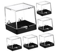 Beatifufu 12 piezas Cajas Transparentes Cuadradas para Exhibición Macenamiento de Minerales Resistentes al Agua Desgaste con Base y Diseño Duradero para Coleccionistas