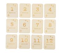 Beatifufu 12piezas Tarjetas De Madera para Bebés Rodajas De Madera Decorativas Tarjetas Mensuales Accesorios Infantiles