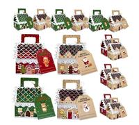 Beatifufu 16 Piezas Cajas de Regalo Navidad con Diseño de Casa Cajas Decorativas para Dulces Galletas y Postres Estuche Festivo Reutilizable para Fiestas y Celebraciones