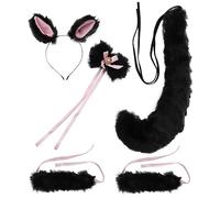 Beatifufu 1juego Accesorios De Cosplay De Orejas De Peluche Manoplas y Collar De Disfraces Halloween y