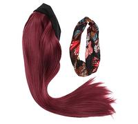 Beatifufu 1pieza Peluca Natural Larga De Seda De Alta Temperatura Con Hijab Para Mujer Accesorio De Moda Para Fiestas y