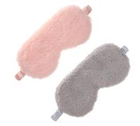 Beatifufu 2 piezas Antifaz de Felpa y Cómodo para Dormir Máscara de Ojos Portátil de Seda Artificial Diseño de Dibujos Animados de Naranja y Gris para Viaje y Descanso
