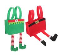 Beatifufu 2 Piezas Bolsas de Navidad para Dulces Reutilizables con Asa de Rojo y Verde para Regalos y Fiestas Navideñas Espaciosas y Plegables para Golosinas y Detalles