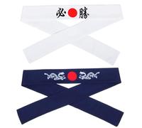 Beatifufu 2 piezas Diadema Japonesa Bushido Banda de Cabeza Deportiva Absorbente Cómoda para Ejercicio y Correr Diseño Tradicional Samurái Unisex