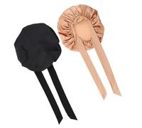 Beatifufu 2 piezas Gorro para Dormir de Satén Elástico para Mujer Grande Protección del Peinado y Cuidado del Cabello Colores Negro y Dorado Práctico y Cómodo