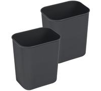 Beatifufu 2 Piezas Papelera Rectangular de Plástico Negro 8l, para Oficina | Forma Simple y Compacta, Fácil de Limpiar, para Dormitorio, Salón