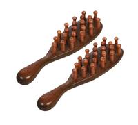 Beatifufu 2 Piezas Peine Masajeador de Sándalo con Diseño Ergonómico y Anillo para Dedos Dientes Anchos para Masaje del Cabelludo Estimula Meridianos y Mejora Circulación para Cabello Rizado