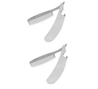Beatifufu 2 Piezas peine plegable peinetas cillos cuidado forma a la barba mini de viaje aleta s cepillo para barba de a hombre Acero inoxidable Silver