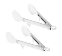 Beatifufu 2 Piezas Pinzas de Cocina Autobloqueantes Inoxidable y Silicona Resistentes al Calor con Soporte de Barbacoa Servir Ensaladas y Hornear Uso Profesional Hogar y Restaurantes