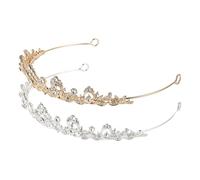Beatifufu 2 Piezas Tocado de Novia con Rhinestones Diadema Nupcial Elegante para Mujeres Accesorios de Cabello Duraderos para Estilos y Temas de Boda Variados