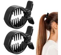 Beatifufu 2 pinzas redondas negras para el pelo con forma de cola de pez, pinzas para el pelo de fuerte tensión para un estilo seguro y uso diario