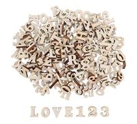 Beatifufu 200 Letras y Números de Madera Beige para Manualidades y Aprendizaje Temprano, Seguros y Creativos, Ideales para Proyectos de Bricolaje y Decoración Hogar