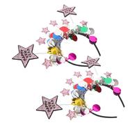 Beatifufu 2piezas Diadema Colorida De Año Diademas De Fiesta De Estrellas Brillantes Forma De Estrella De Cinco Puntas Para Niñas