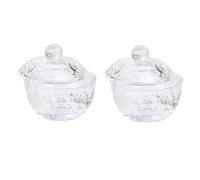 Beatifufu 2piezas Tazas De Cristal Para Uñas Recipientes Mini Transparentes Con Tapa Para Mezclar Líquidos Acrílicos Salones De Belleza y Uso Personal Diseño Alto y Duradero