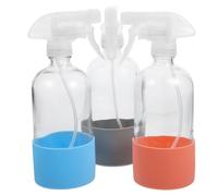 Beatifufu 3 piezas Botellas de Spray de Vidrio Transparente con Base de Silicona Antideslizante de Unidades Recargables para Plantas Flores y Líquidos de Limpieza