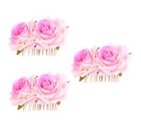 Beatifufu 3piezas Peina De Flores De Dual Diseño De Rosa Decoración Para Cabello De Novia y Fiesta Para Mujeres y Niñas
