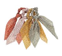 Beatifufu 4 Coleteros Elásticos Cabello Lazo Largo, Accesorios de Cinta Floral en Colores Ladrillo, Jengibre, y Verde, Ideales para Peinados Elegantes y Uso Diario