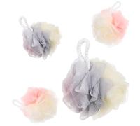Beatifufu 4 Piezas Bola De Baño Esponjas De Baño Para Ducha De Material De Malla Color Gris Almendra Artículos De Ducha y Limpieza De Piel