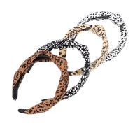 Beatifufu 4 piezas Diademas Anchas Estampado de Leopardo para Mujer de Blanco Negro Marrón y Amarillo Diseño Anudado Cómodo y Elegante para Uso Diario y Fiestas