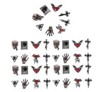 Beatifufu 40 Piezas Halloween Punk Nail Charms Vintage Alloy Skull Cross Rhinestones Nail Accessories For Spooky Holiday Manicure DIY