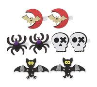 Beatifufu 4pares Halloween Hair Clips Skull Bat Spider Hat Barrettes for Kids and Adults Costume Accessories for Halloween Parties