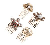Beatifufu 4piezas Peinetas Vintage De Perlas y Diamantes Para Cabello De Accesorios Elegantes y Atractivos Para Tocados Femeninos