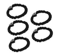 Beatifufu 5 piezas Coletero Elástico Grueso con Diseño de Corazón Unidades Negro Pulseras para Cabello sin Daño Sujeción para Mujeres y Niñas Accesorios para Peinados Diarios
