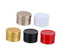 Beatifufu 5 Piezas Latas Metálicas para Velas de Envases Duraderos y Rellenables para DIY Caja Navideña para y Organización de Pequeños Objetos Colores Rojo Dorado Negro y Mate