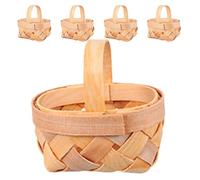 Beatifufu 5 Piezas Mini Cesta de Madera Tejida, Khaki, Portátil y Versátil | Decoración DIY para Hogar, Tamaño Pequeño, Fácil de Guardar, Toque Natural y Visual, Uso en Verduras