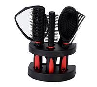 Beatifufu 5piezas Peines y Espejo Portátil Juego De De Profesional Antiestático Para Casa y Salón Rojo