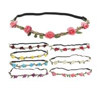 Beatifufu 8 Piezas Diademas Boho para Niñas y Mujeres Corona Elástica de Rosas Ajustable Accesorios para Bodas Festivales y Sesiones Fotográficas al Aire