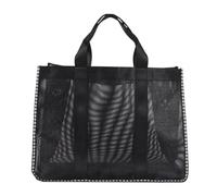 Beatifufu Bolsa De Malla para Playa y Baño 1 Unidad Grande Ligera Asa para Almacenamiento De Artículos Personales y Exteriores Negras Sin Cremallera